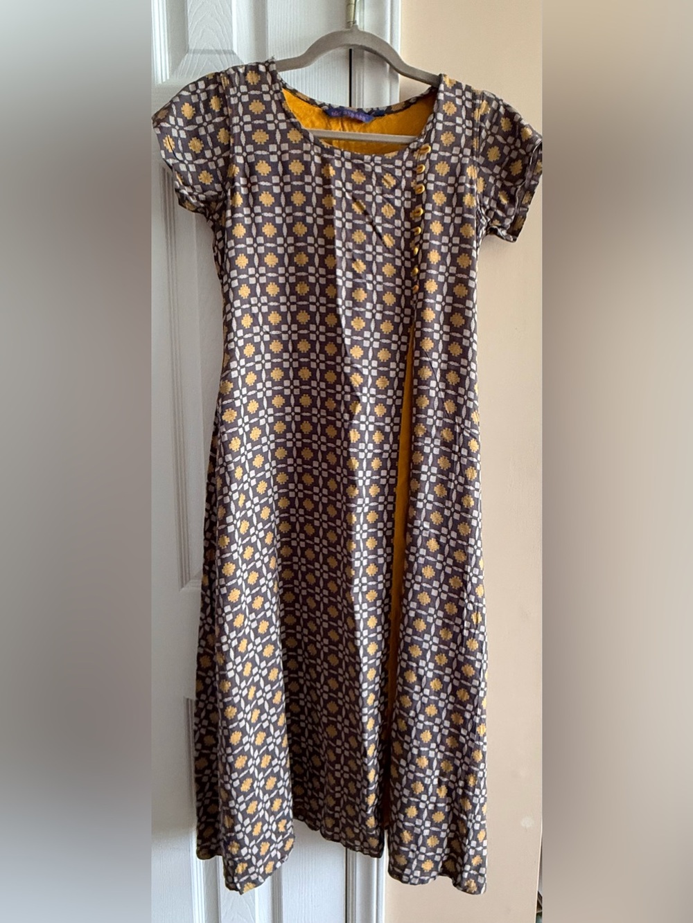 Gray and Mustard Geometric Kurtas